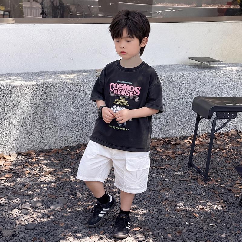 Korean Style Kids' Quick-Dry Cargo Shorts - Casual, Loose Fit for Boys