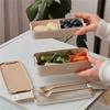 1 pezzo 2 strati Contenitori per il pranzo a prova di perdite, Scatola per il pranzo Bento impilabile con cucchiaio e forchetta, Articoli per la cucina di casa per adolescenti lavoratori