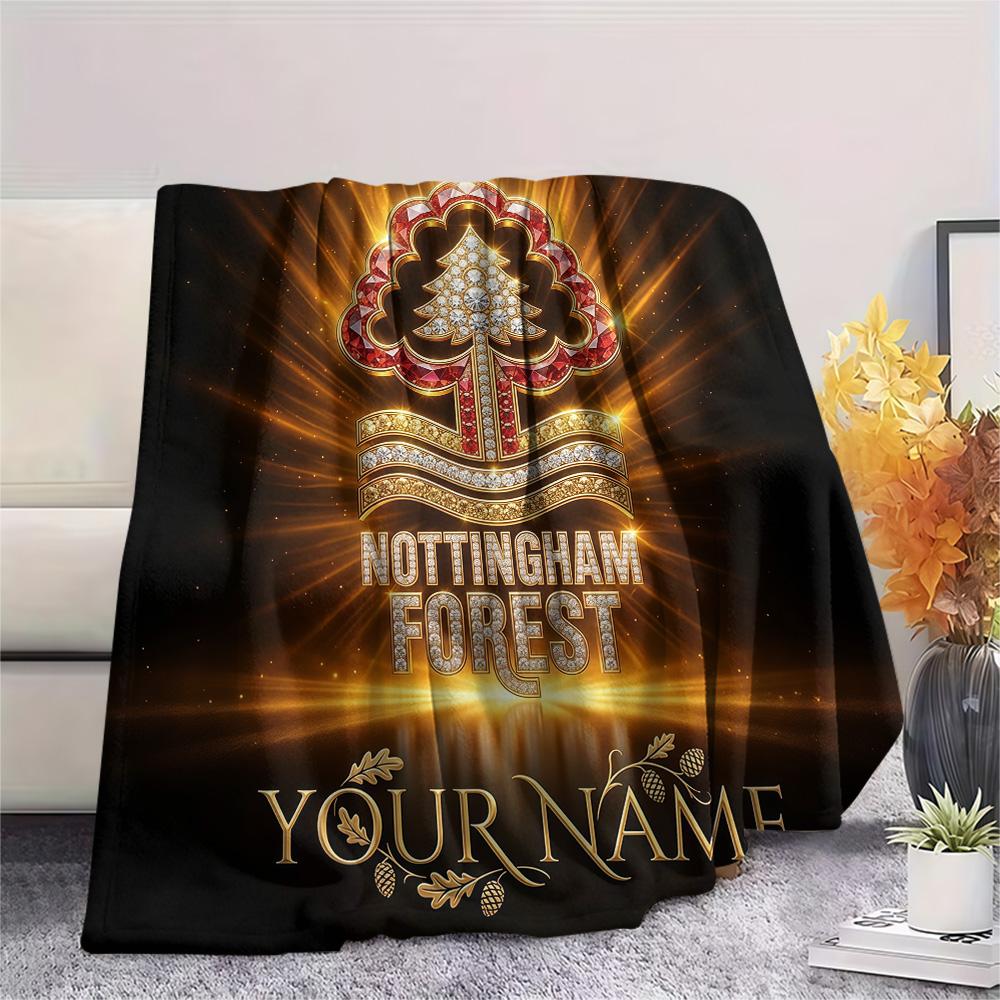 Custom Name Nottingham Forest Flannel Blanket, High quality Comfortable for All Seasons, Home Decor, Warmth and Comfort