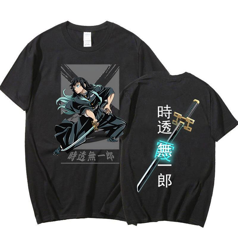 New Anime Tokitou Muichirou Print Short Sleeve T Shirts Women's Men's Crew Neck T-shirts Summer Comfy Soft Tees Tops