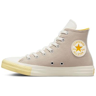 Chuck Taylor All Star Vintage Εύκολα Φορέσιμα Ανθεκτικά Ψηλά Κοντάκια Κάνβας Γυναικεία Αθλητικά Παπούτσια Γκρι Κίτρινο A00881C