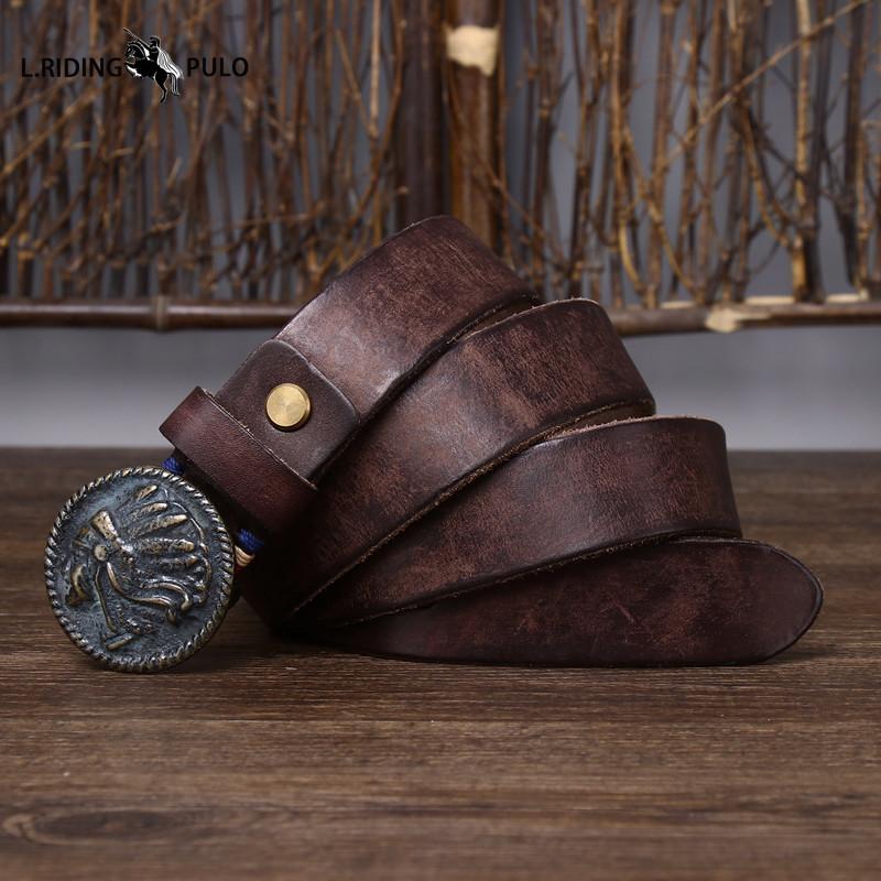Retro Distressed Frosted Buckle Belt for Men Genuine Leather Smooth Buckle Trendy Fashion Genuine Leather Cowhide Belt