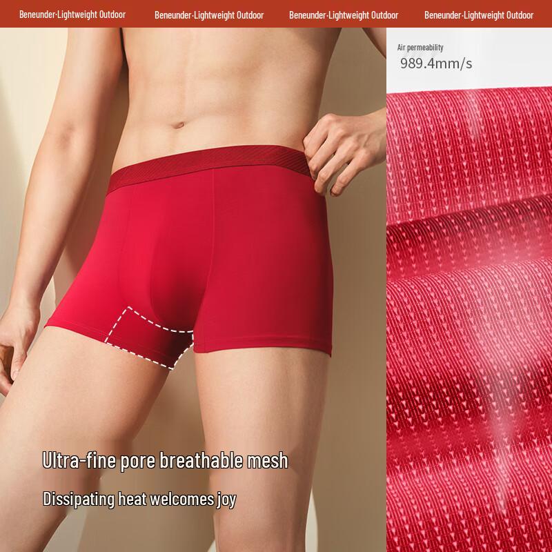 Beneunder Men's Red Modal Boxer Briefs - Year of the Snake Edition