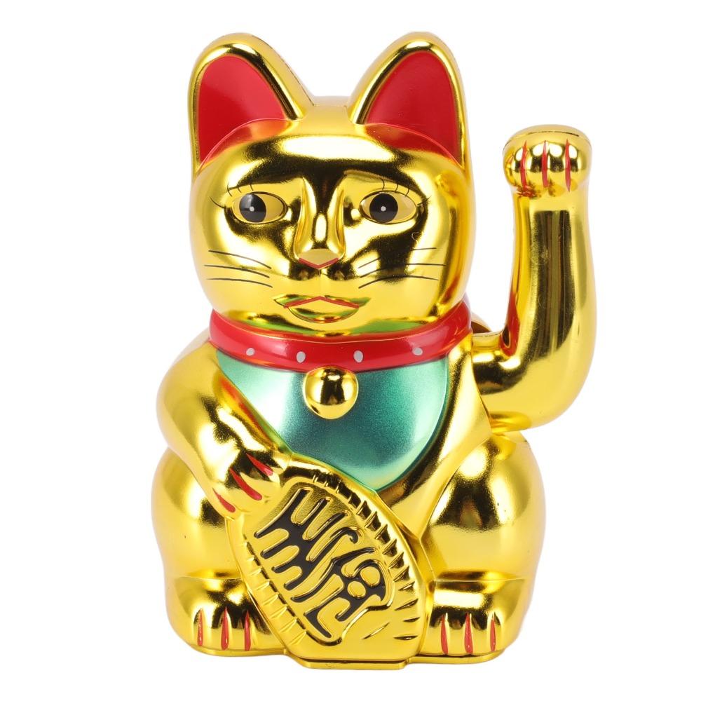 Plastic Maneki Neko Tabletop Ornament Gold Swing Arm Feng Shui Cat Hotel Cafe Desktop Statue