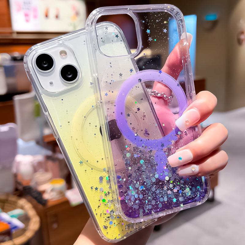 iPhone 17 Case: Epoxy, Glitter, Magnetic - Compatible with iPhone 11, 12, 13 Pro Max, 14, and 15 Gradient Styles