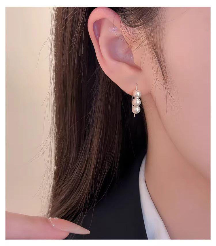 S999 Sterling Silver Pearl Earrings - Simple, Elegant, Anti-Allergic Studs with Hooks