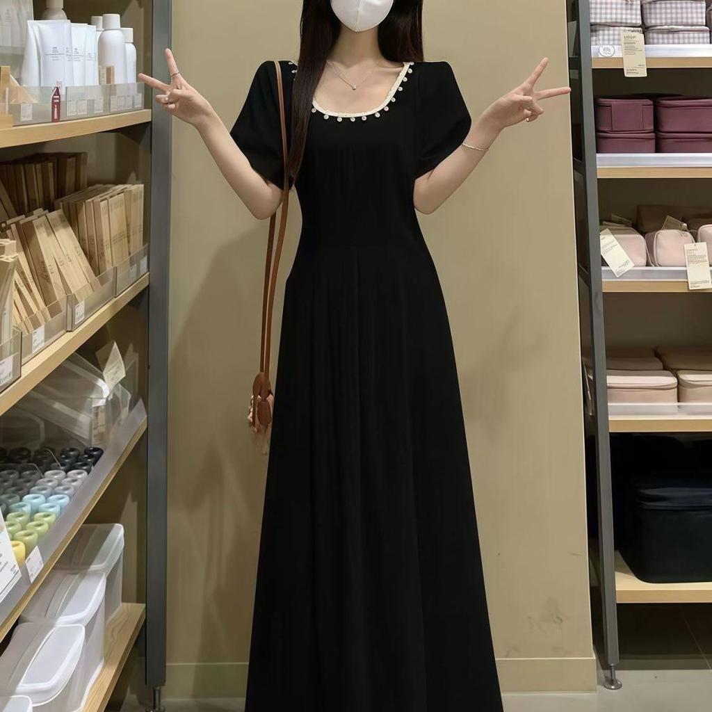 French Style 2026 Short Sleeve Cinched Waist Summer Maxi Dress - Slimming, Plus Size, Belly Covering
