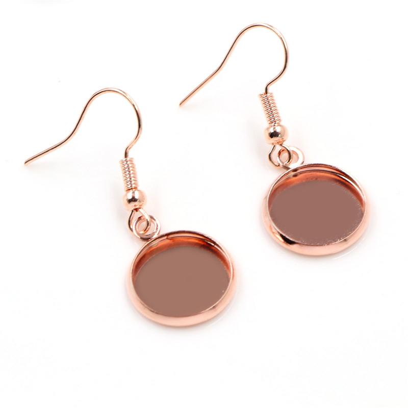 10pcs 10-25mm Inner Size With Earring Hooks DIY Earrings Cabochons Blank Base Setting Bezel Tray DIY Jewelry Making Accessories