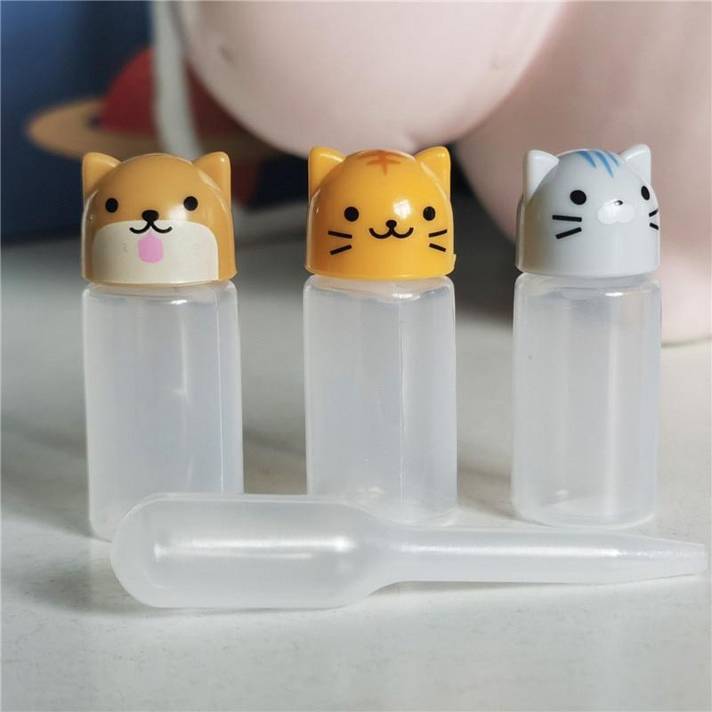5 Sets Mini Seasoning Sauce Bottle Small Containers Lovely Cat Dog Bottles for Bento Lunch Box Kitchen Jar Accessories Cartoon