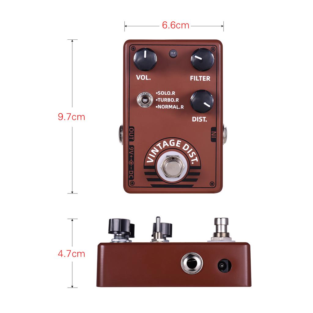 Dolamo D 11 Vintage Distortion Guitar Effect Pedal with Volume Filter and Distortion Controls True Bypass Design for