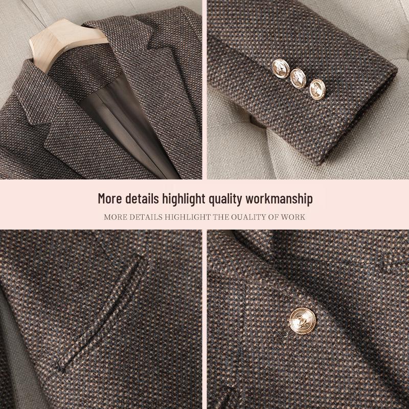 2025 Damen Merino-Woll-Anzugjacke - Herbst/Winter Petite Slim Fit, Verdickter Blazer im Göttinnen-Stil