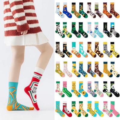 SMLSOX Summer Asymmetrical Mandarin Duck Couple Mid-Calf Colorful Christmas Cotton Fashion Socks