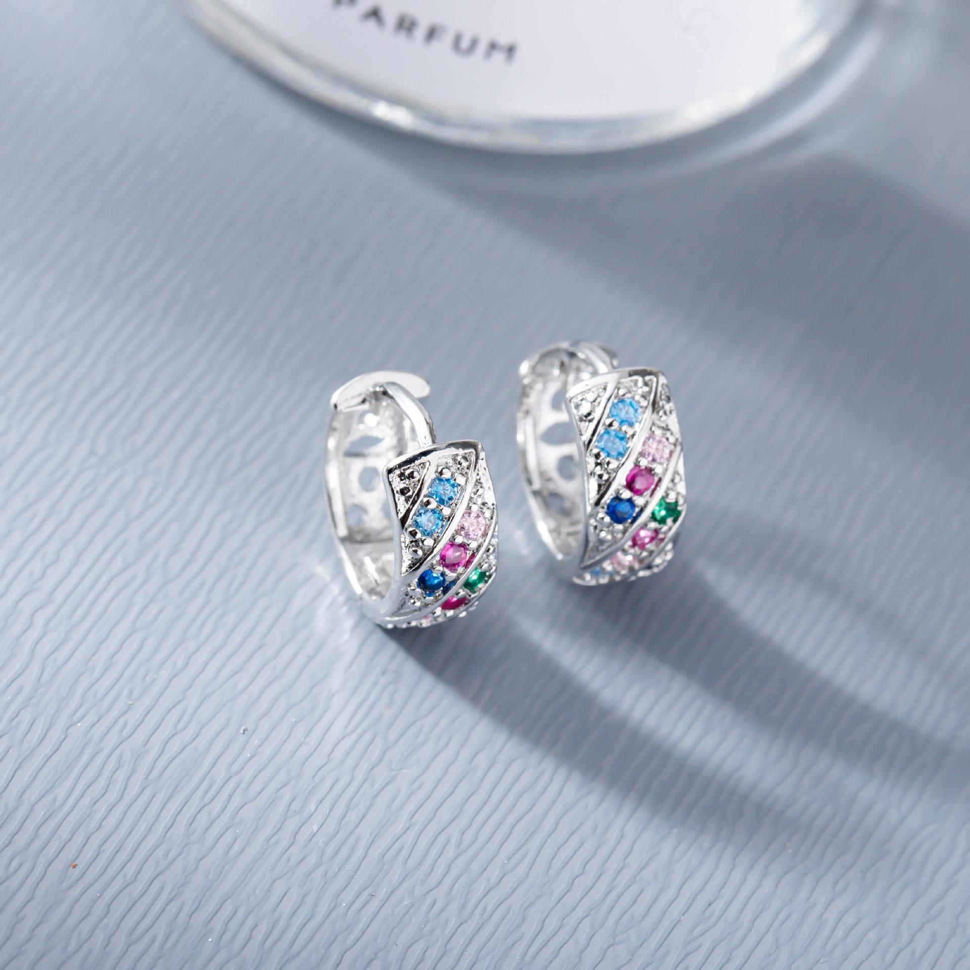 Colorful Zirconia Ear Cuff Earrings - Elegant Women s Accessories