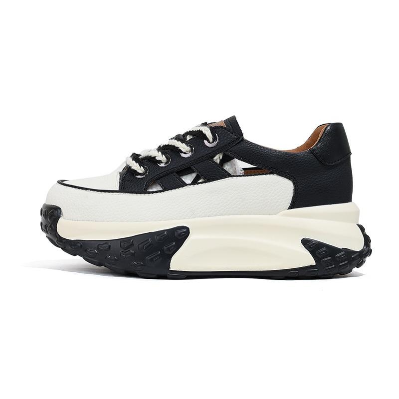 

Small casual shoes women s summer new versatile thick-soled hollow dad shoes fashionable retro sneakers 34 чёрный