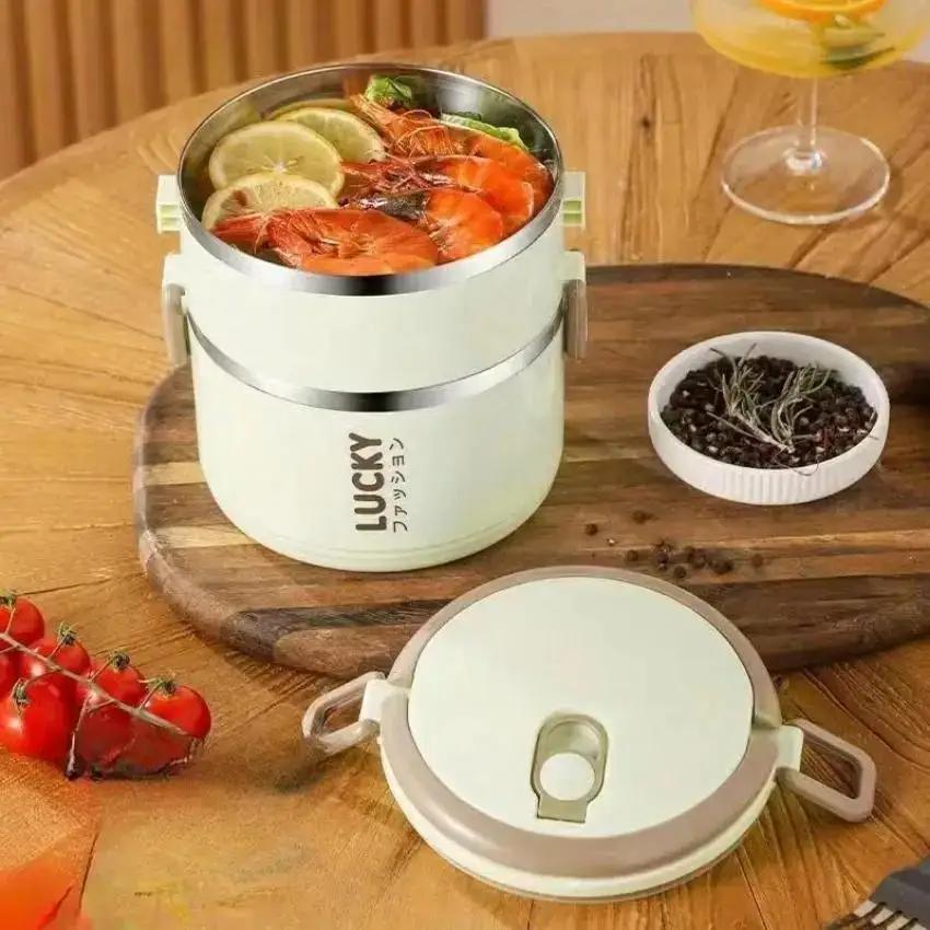 1/2-layer Stainless Steel Insulated Lunch Box Student Office Worker Portable Insulated Lunch Box Home Large Capacity Bento Box