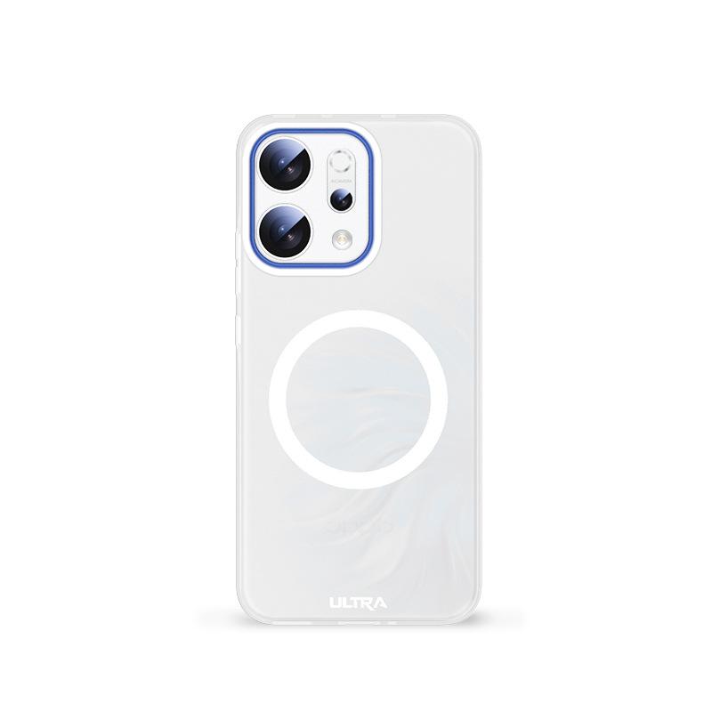 

Metal Blue Len Transparent Magnetic Phone Case for OPPO Reno 14 Pro Reno14 Non-slip Anti-Fingerprints Plastic Matte Hard Cover Reno14pro прозорий білий колір