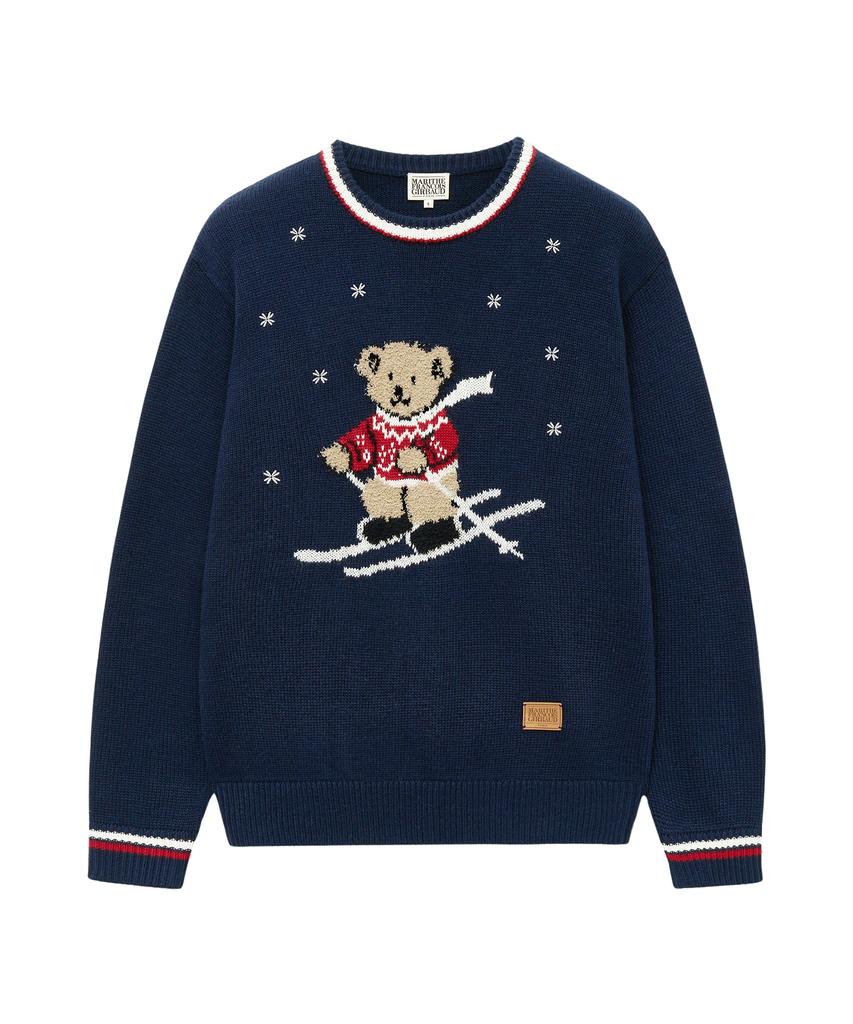 Malittepeulangsowajeobeo Ski Bear Sweater Navy