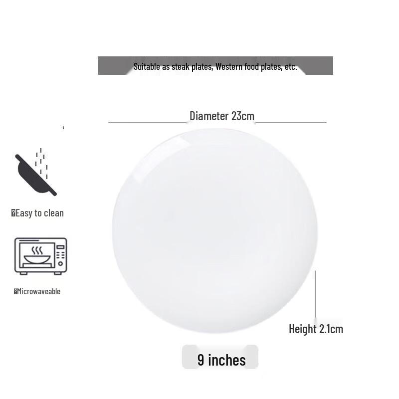 Linpan 9-inch Pure White Bone China Round Dinner Plate