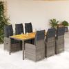 Vidaxl 7-Cz. Bistro Furniture Set with Cushions, Grey, Poly Rattan