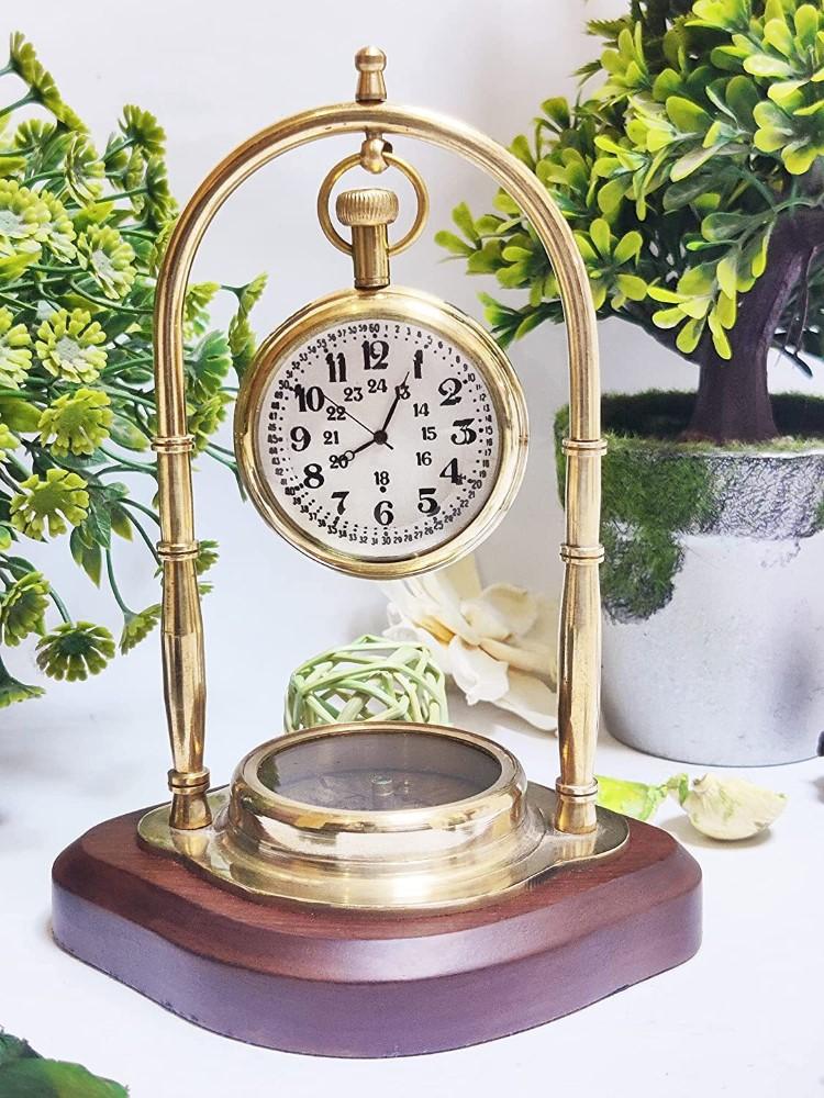 Antique Desk Clock Vintage Table Top Antique Brass Decorative Gift