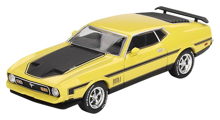 Sunrich MINI GT Ford Mustang Mach 1 1971 Grabber Yellow Blister Packaging Finished Model 1/64 (Left-Hand Drive) MGT01139-BL