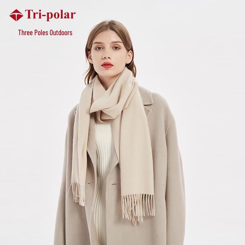 Tri-polar Women s Solid Color Warm Tassel Scarf  Shawl