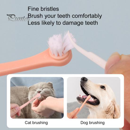 Pet Tooth Brush Toothbrush Long Handle Oral Care Bite Resistant Cat Dog Bad Breath Teeth Cleaning Accessories