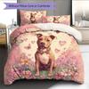 Pink Pitbull Pattern Bedding Home Decoration Birthday Gift (1 * duvet cover + 2 * pillowcase, without core)
