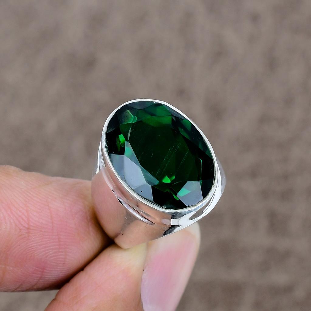Chrome Diopside Genstone Handmade 925 Sterling Silver Jewelry Ring Size 6 KKG-516