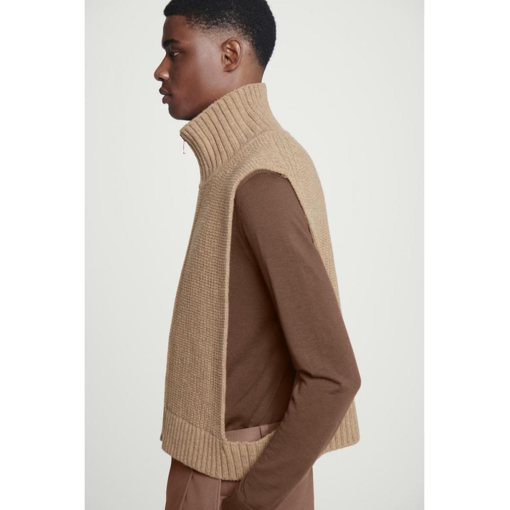 Cos Japan Open Side Zip Up Wool Vest