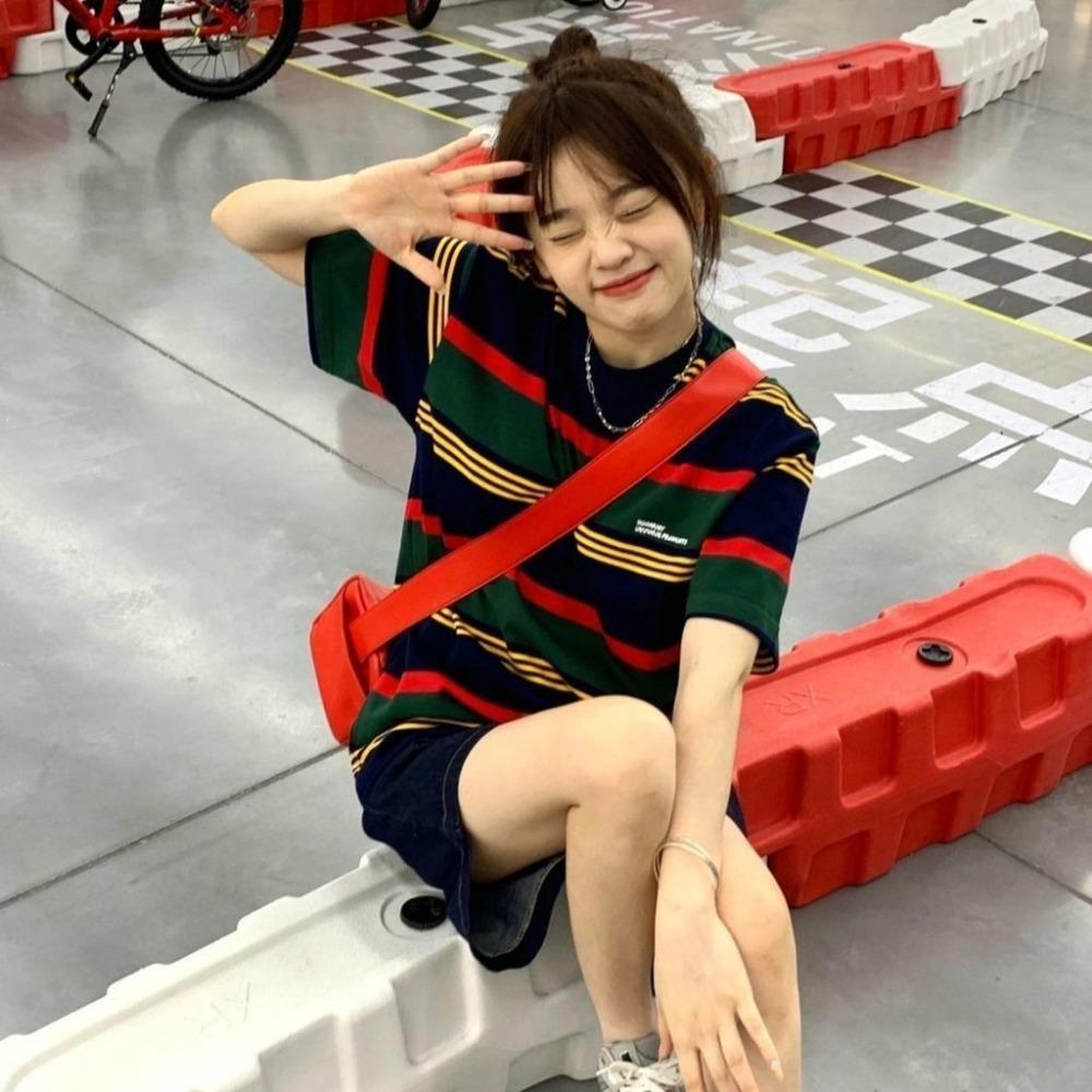 Новая летняя женская полосатая футболка оверсайз, подростковая модная одежда, корейский стиль, свободная футболка оверсайз с коротким рукавом 6XL