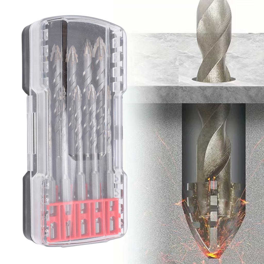 10 Pcs Serrated Drill Bit Set 1Celsius4 Inch Hex Shank 4-12mm Carbide Tip Masonry Concrete Drill Bits for Tile Glass Plastic Wood