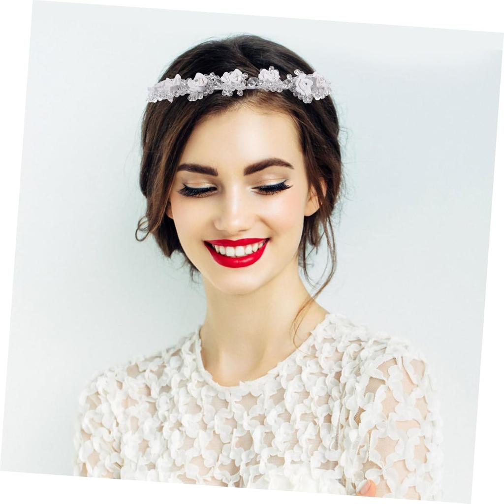VICASKY Bridal Headband Flower Hair Accessory for Women Soft Headdress Elegant Wedding Hair Band for Brides Lightweight and Design for Parties and