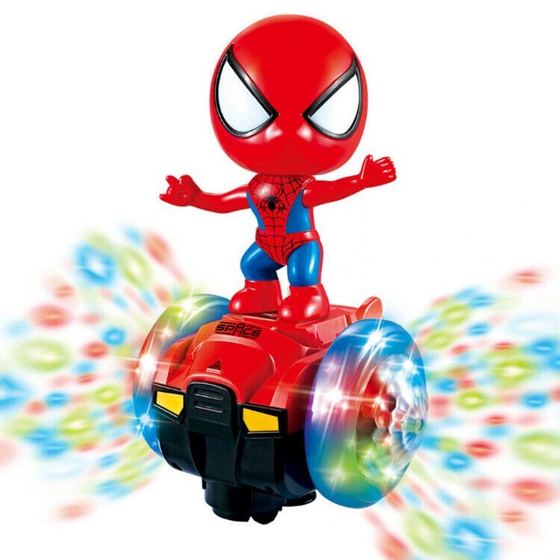 Colorful 360 Rotating Spiderman Stunt Scooter With Music And Light For Kids Fun
