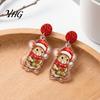 Christmas Mouse Earrings 1 Pair Cute Acrylic Earrings, 2D Flat Cartoon Animal Dangle Holiday Party Accessories Drop for Women, Glitter Star