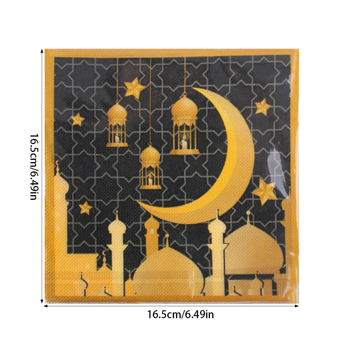 

20 шт. Салфетки для украшения праздника Ид Мубарак, мусульманские бумажные салфетки для Рамадана, для мусульманской вечеринки Ид аль-фитр, украшения для ужина Ид Мубарак