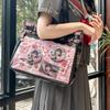 Women Fashion Checkered Pattern Retro Ita Bag Cute Girl Transparent Large Capacity Tote Bag New Shoulder Bag DIY Display Handbag