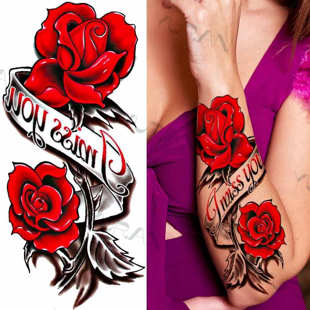Zwarte Grote Slang Bloem Fake Tattoo Sticker Voor Vrouwen Dot Rose Pioen Tijdelijke Tattoos DIY Water Transfer Tatoos Meisjes