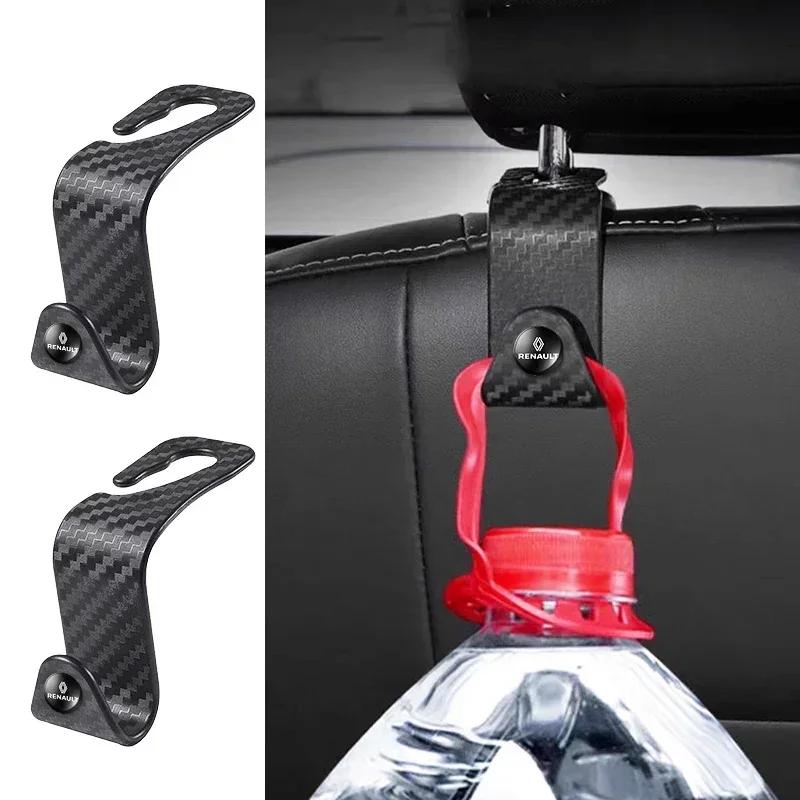 Carbon Fibre Car Rear Seat Hook Hanger Storage Organizer Hooks For Renault DACIA Logan Scenic Loguna Kadjar Twingo Accessories SS7