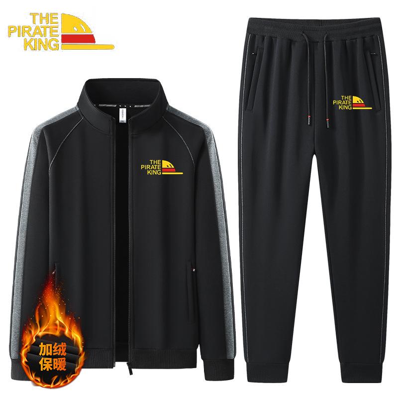Men s  Autumn Winter Hooded Sweatshirts+ Pants Suits Male Warm Fleece Sportwear Zipper Coat Thick Hoodies Tracksuit S
