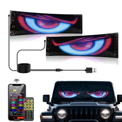 2PCS Car Truck Programmable RGB LED Sign Matrix Pixel Panel Night Light DIY Scrolling Text Devil's Eye Animation Display Screen