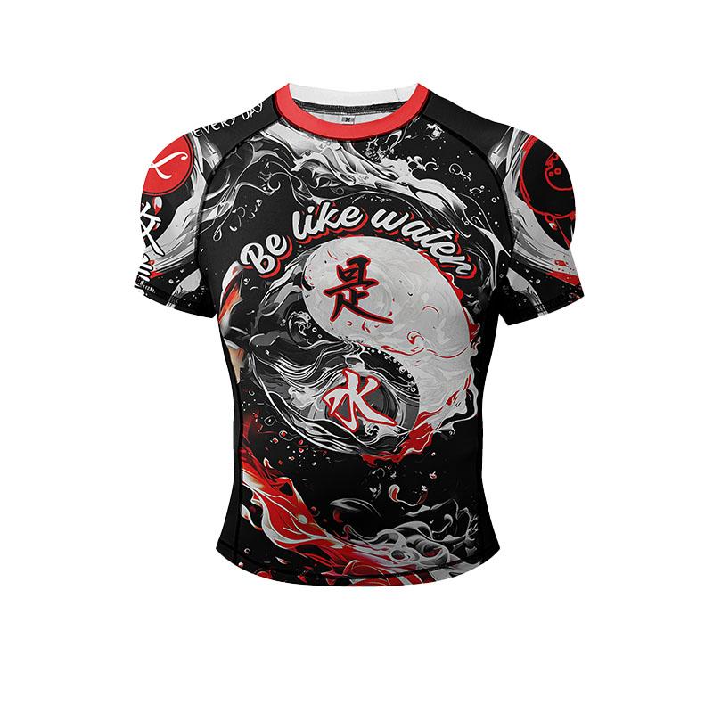 Men Women BJJ Rash Guard "No Taps Only Naps" Print, Quick Dry Jiu-Jitsu MMA Compression Training Short Sleeve Shirt