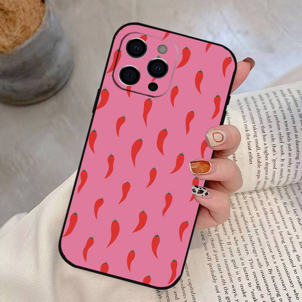 Chili Red Phone Case Silicone Soft For IPhone 17 16 15 14 13 12 11 X XR Plus Pro Max Plus
