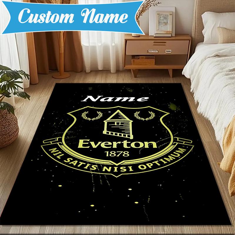 Custom Name Everton Football Crest Rug Game Carpet, Floor Mat for Bedroom Living Room Entryway Rug, Home Decor Idea Gift for Christmas Birthday