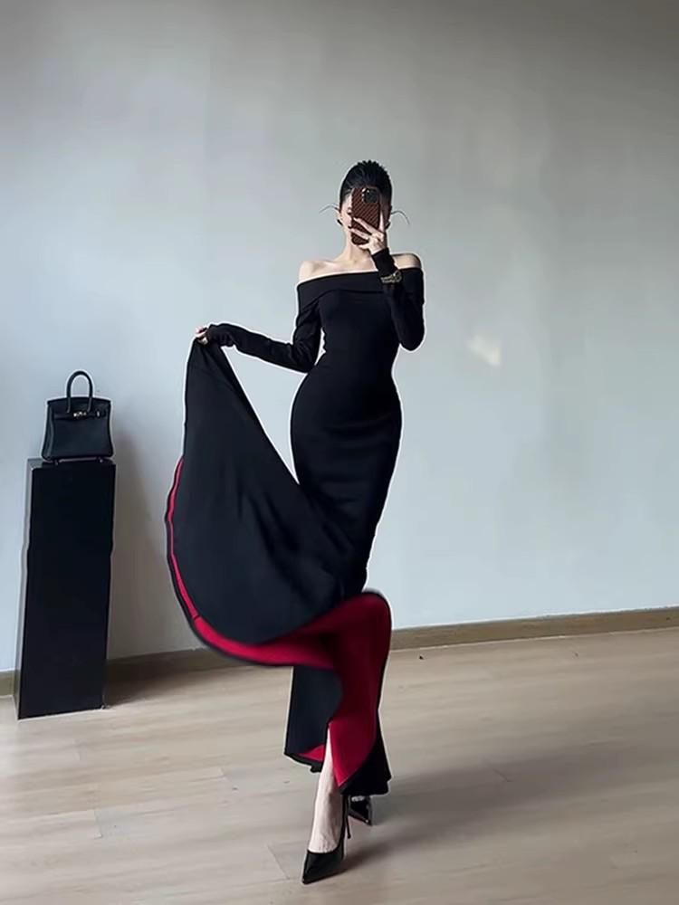 Spring & Autumn American-Style Slim One-Shoulder Sexy Formal Dress with Asymmetrical Hem