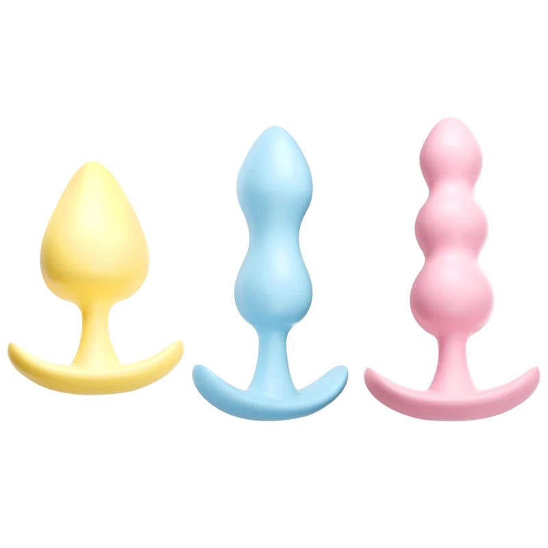 3pc/Set Soft Silicone Anal Plugs Beginner Anal Stimulator Trainer Sex Play Toy for Women Couples G-spot Massage Sex Product