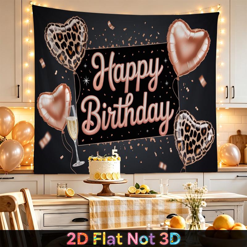 Party Backdrop Happy Birthday Birthday Rose Heart Photo Booth Background Front Door Decor