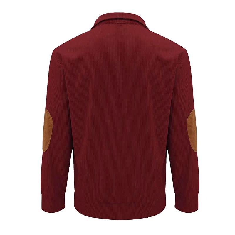 Men's Multi-Colour Casual Stand-Up Collar Long-Sleeved Corduroy Sweatshirt