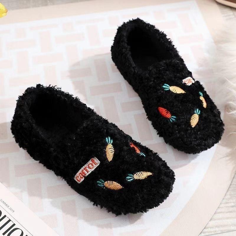 Winter neue Plüschschuhe Kinder Freizeitmode Damen rutschfeste weiche Sohle verdickt flachboden Mütze Baumwollschuhe