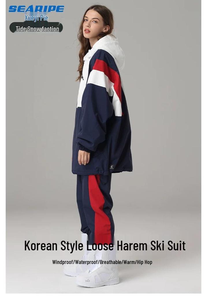 Unisex Hip Hop Style Waterproof & Windproof Snowboard Suit Set